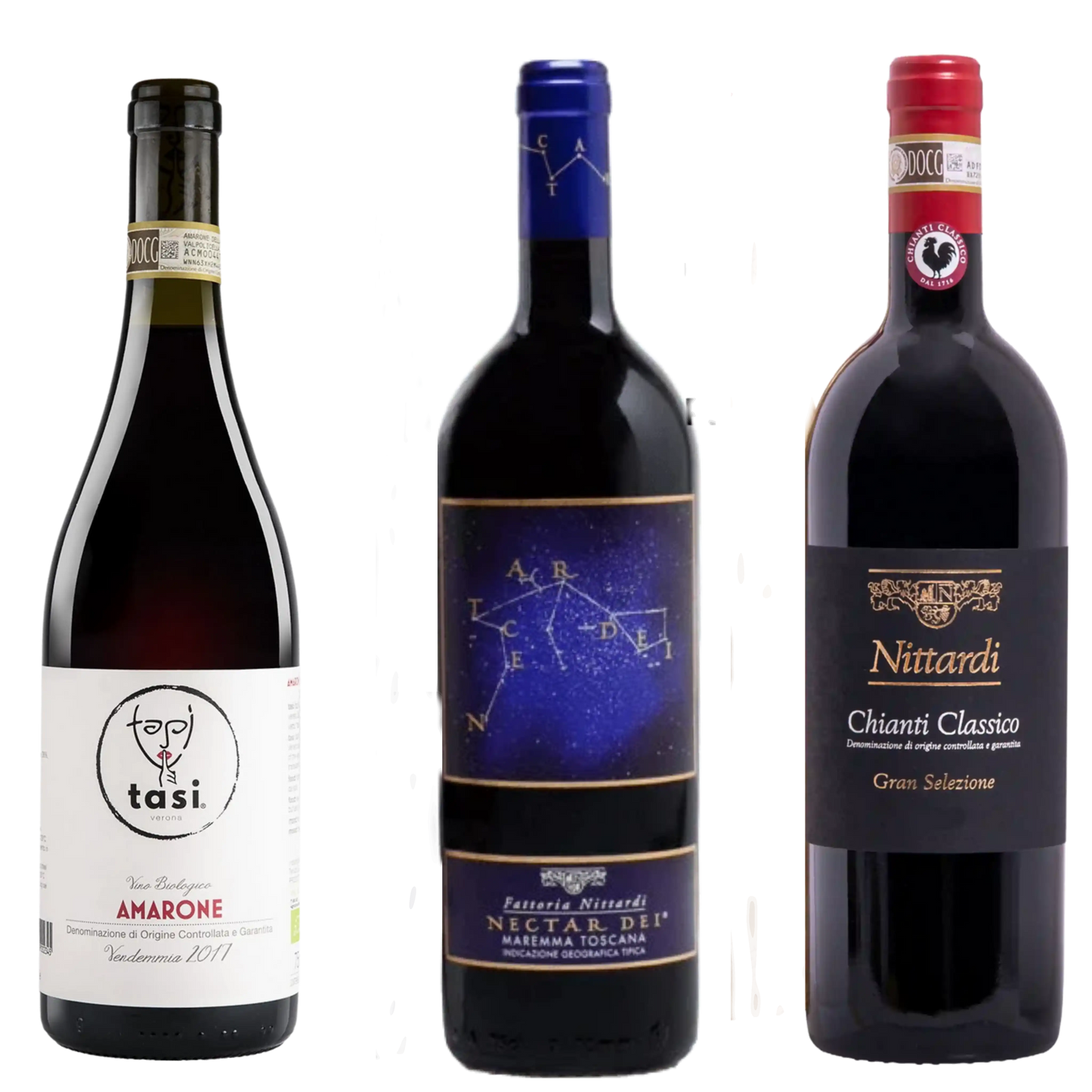 Meditation set red wines from Tuscany and Veneto